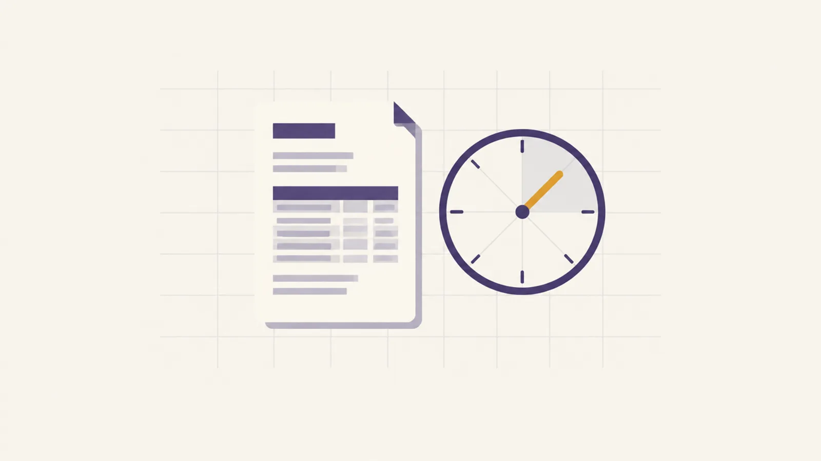 Ilustración de una factura electrónica con un reloj de ocho días corriendo al lado