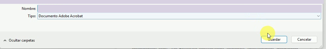 Ventana de guardado del PDF del Estatuto Actualizado con botón Guardar
