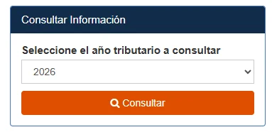 Selector de año tributario con el botón Consultar
